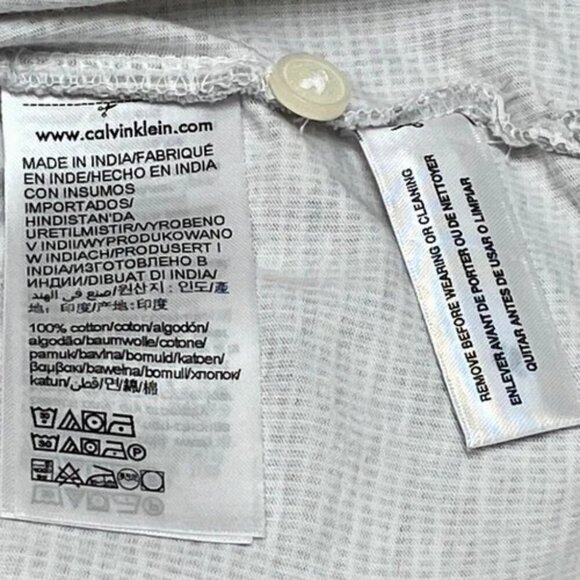 Calvin Klein Polo Men's XL Grey White Grid Print Short Sleeve CK Tonal Logo EUC - Picture 5 of 8